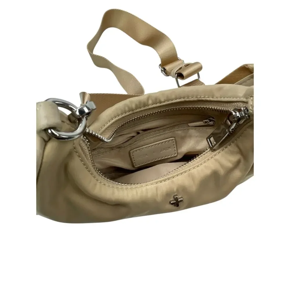 Peta & Jain Paloma Beige Cappuccino Nylon Crossbody Strap Hobo Bag Handbag OS